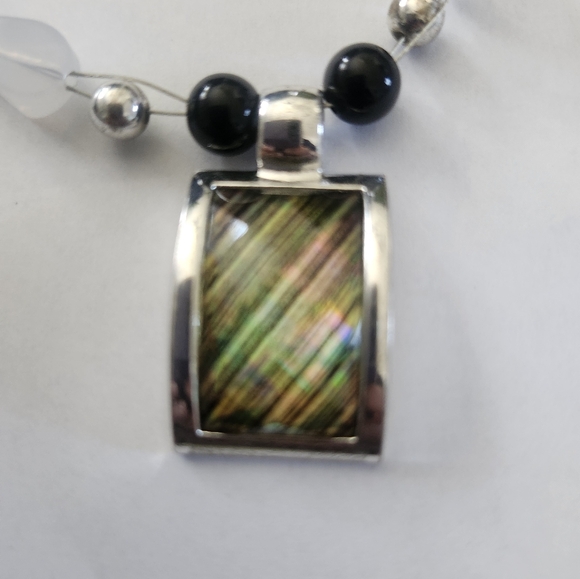 Silver Beaded Necklace With Pendant - Picture 2 of 2